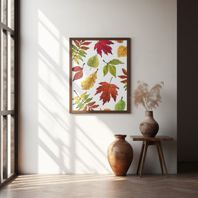 Painterly fall leaves Poster