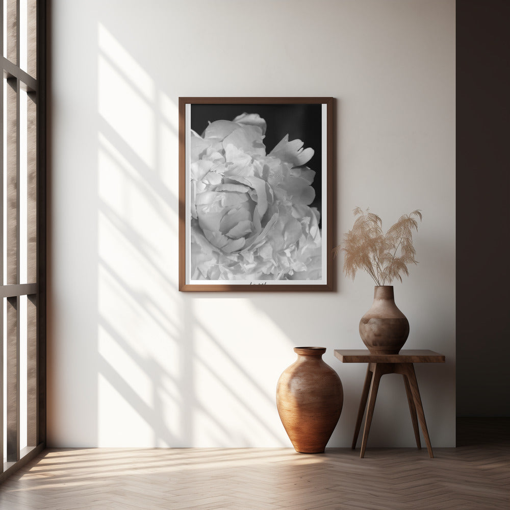 Enjoy the little things peony BW Poster