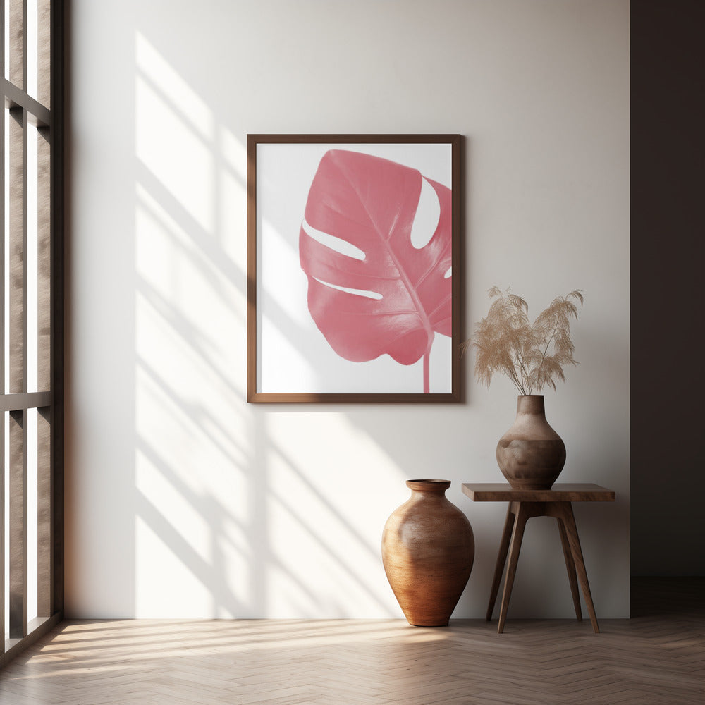 Pink monstera leaf Poster