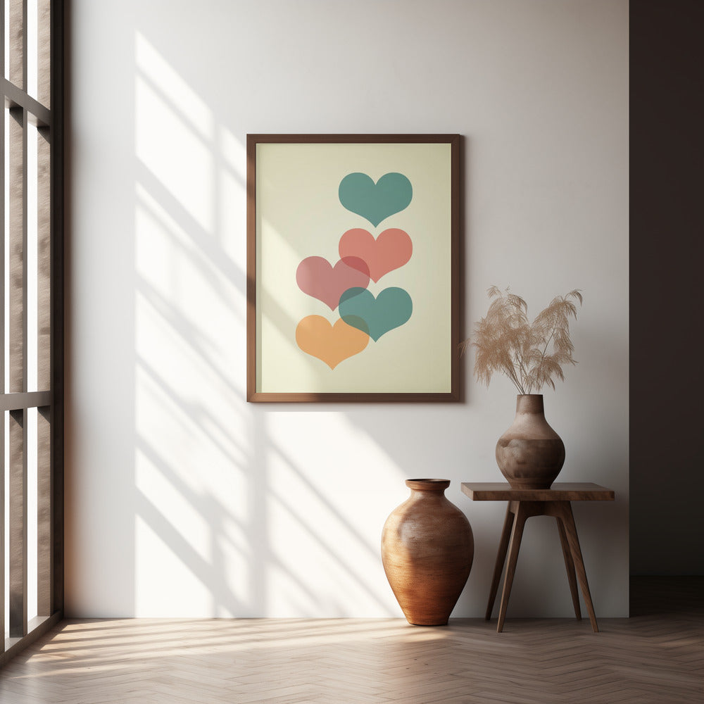 Mid century hearts I Poster