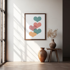 Mid century hearts Poster