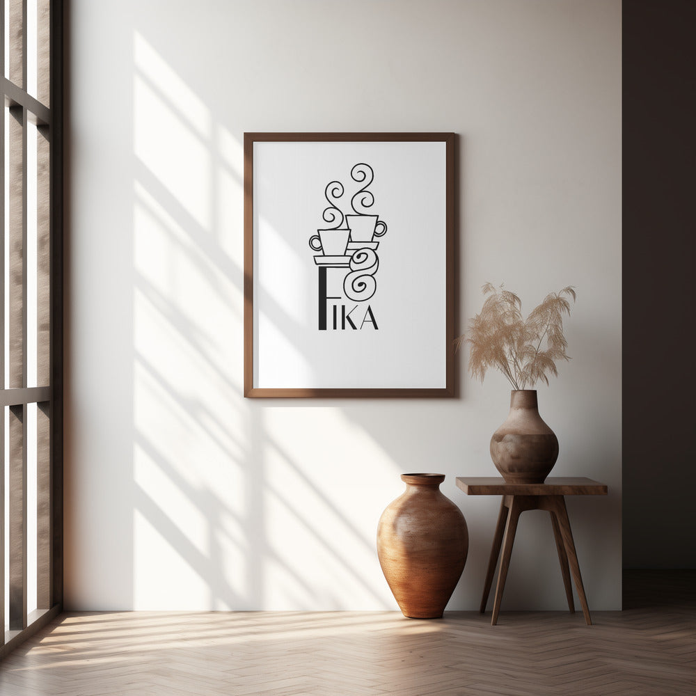 Fika line art illustration Poster