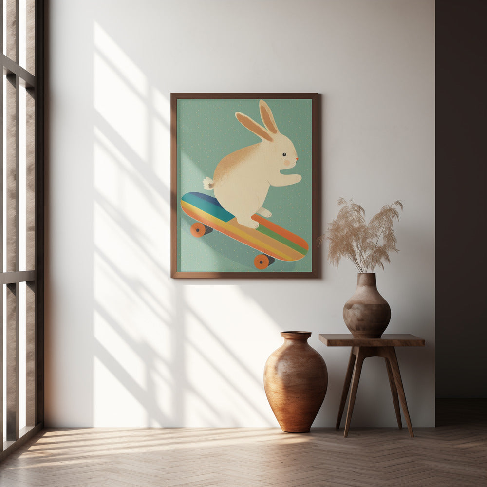 Bunny On Skateboard Poster