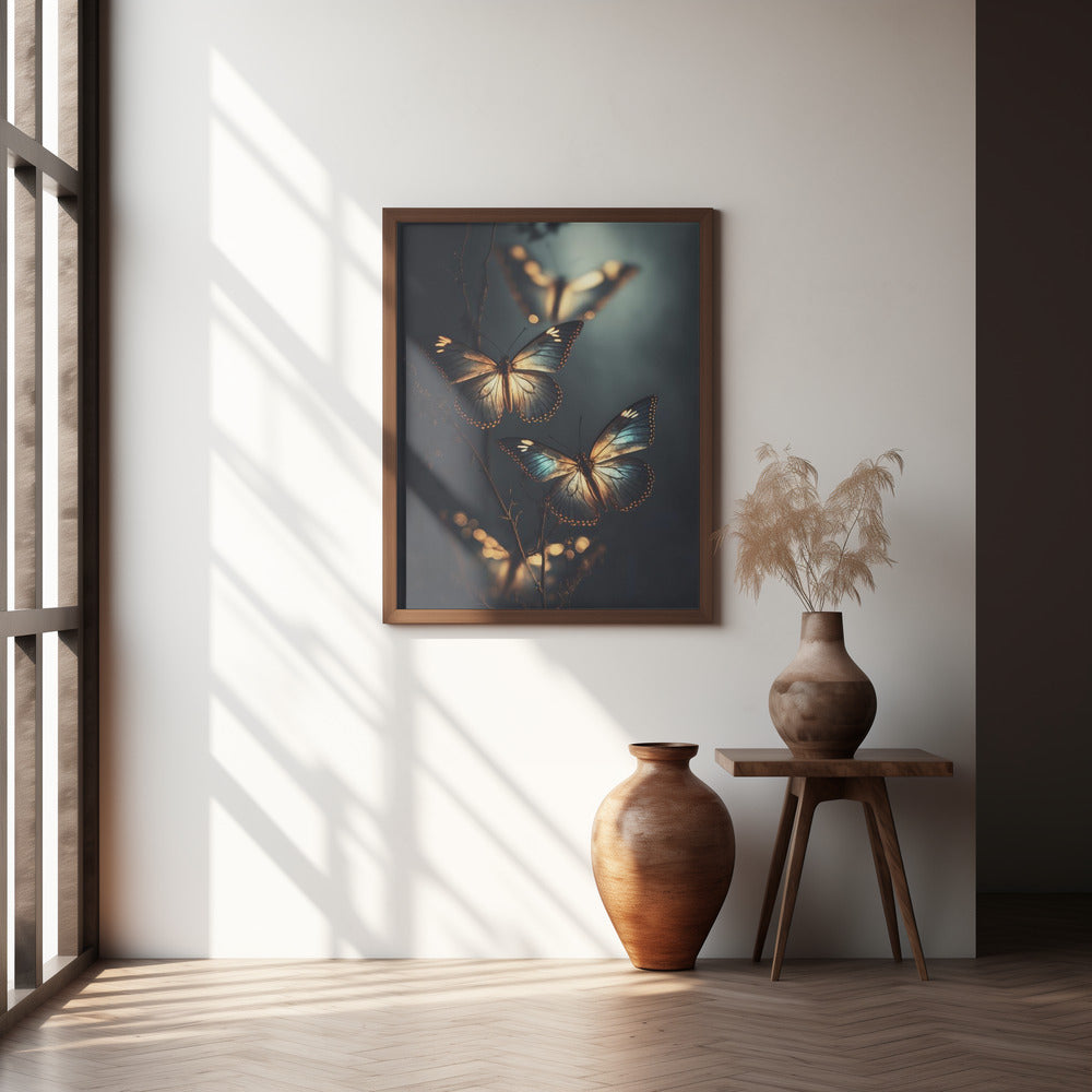 Glowing Butterflies Poster