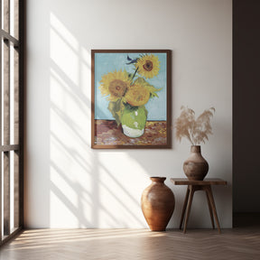 Vase With Three Sunflowers Poster