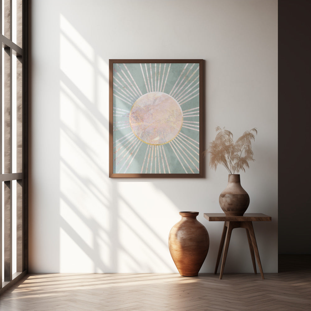 Sage Green Boho Sun Rays Poster