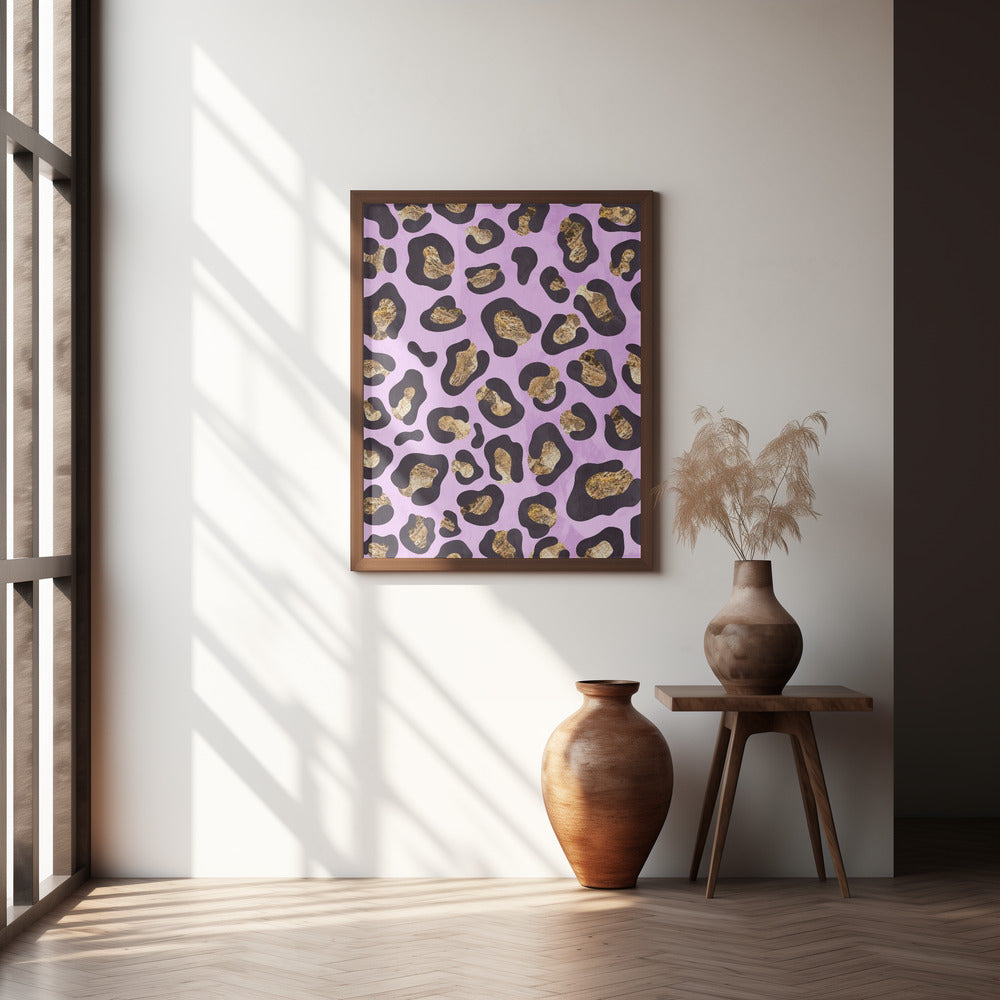 Gold leopard print pink Poster