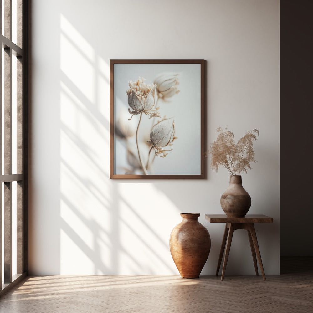 Beige Felt Flowers Poster