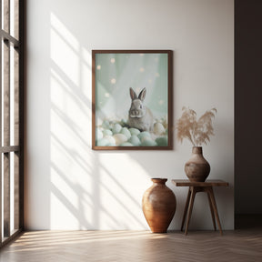 Bunny and Pastel Eggs Poster