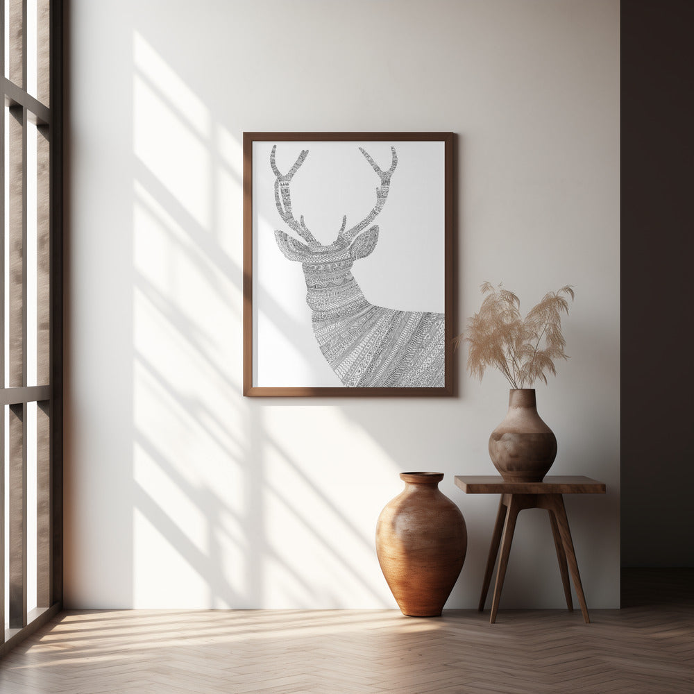 Stag White Poster