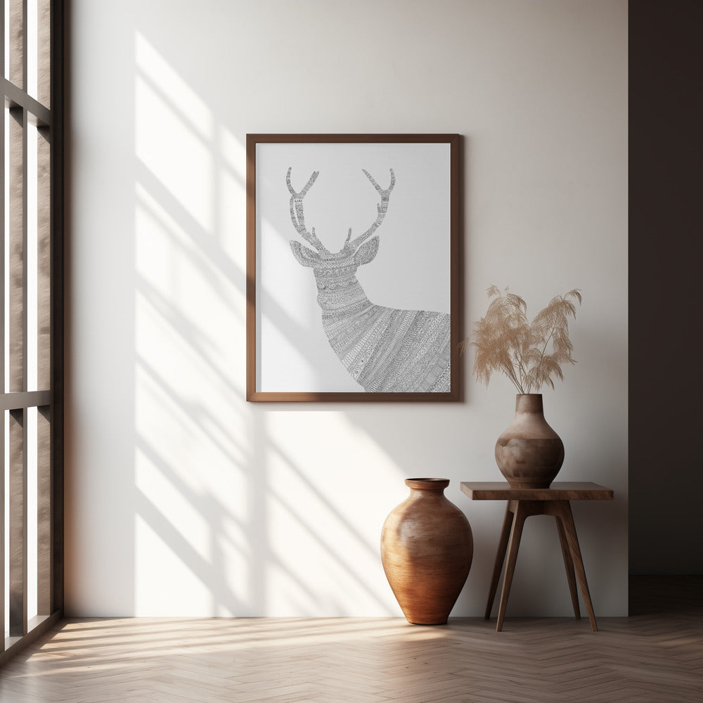 Stag Grey Poster