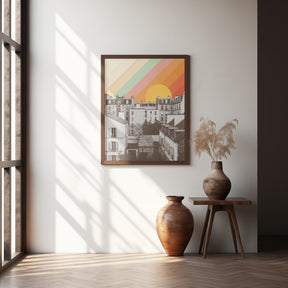 Rainbow Sky Above Paris Poster