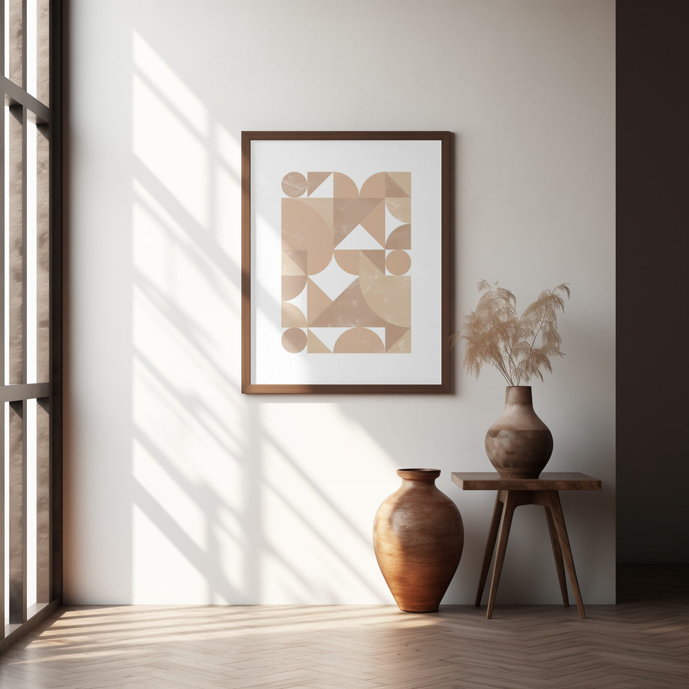 Beige Geometric Art Poster