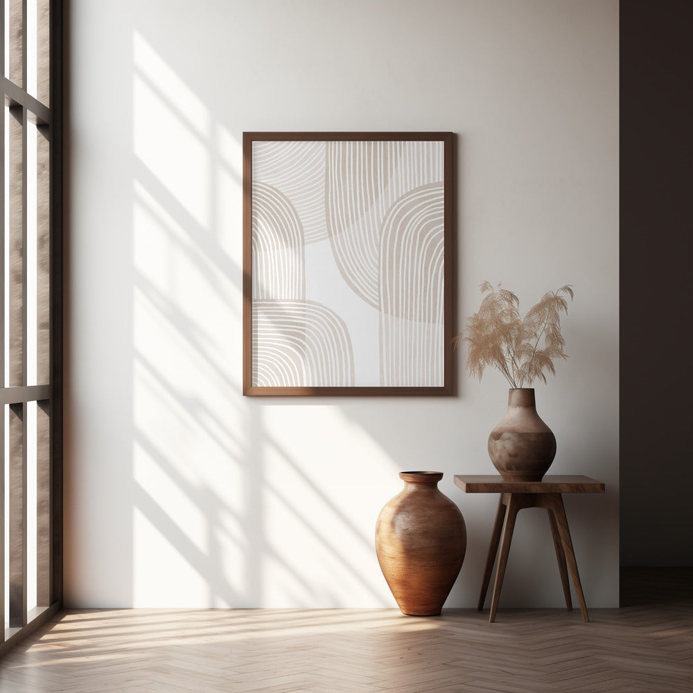 Abstract Beige Line Art Poster