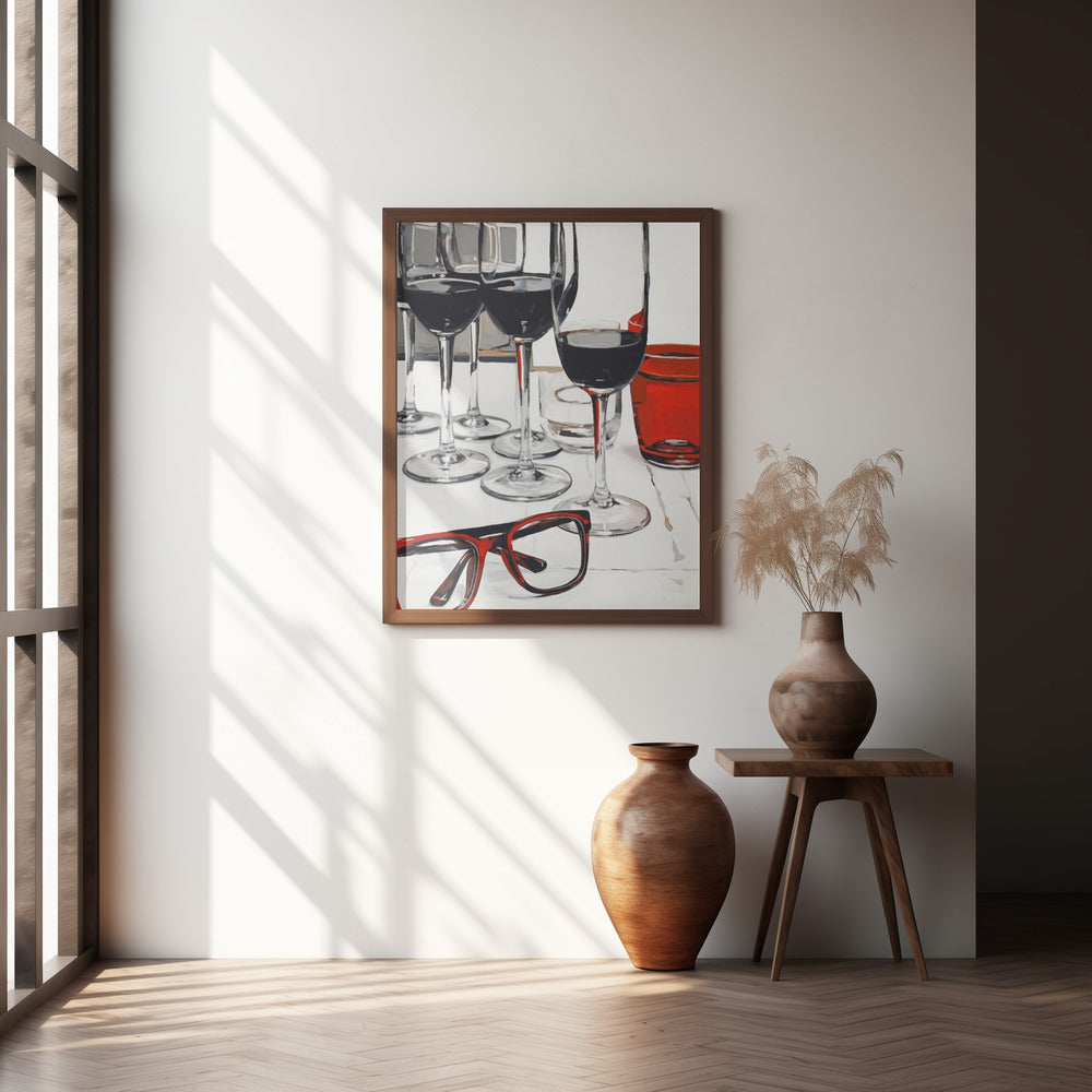 Still Life With Red Glasses Poster