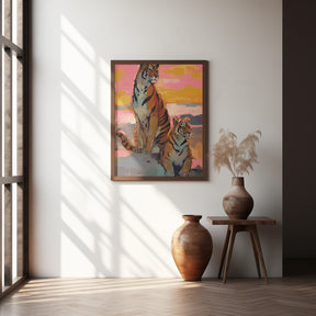 Tigers At Sunset Poster