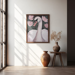 Swan In The Pond Poster