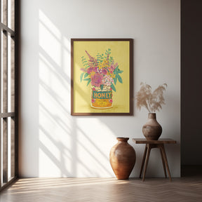 Flowers In a vintage Honey Can Poster