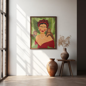 Frida and Monkeys Poster