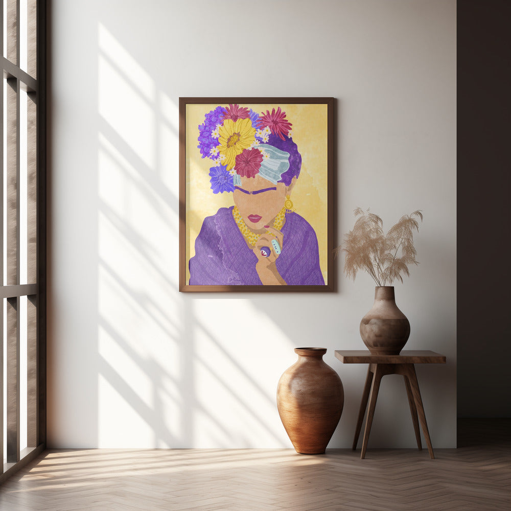 Frida and flowers Poster