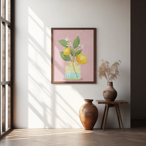 Lemon Bunch In Vase Poster