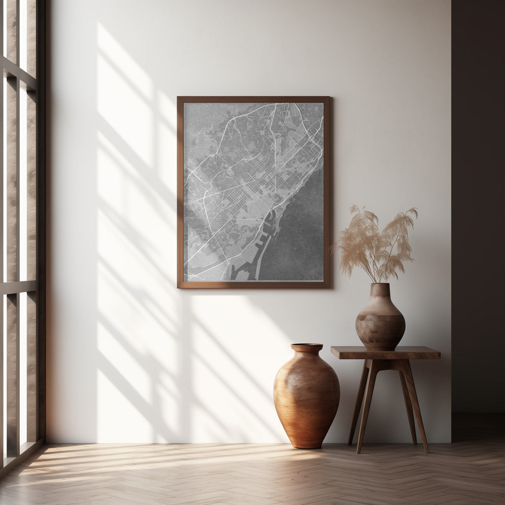 Map of Barcelona (Spain) in gray vintage style Poster