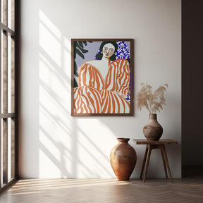 Woman In Striped Suit Poster