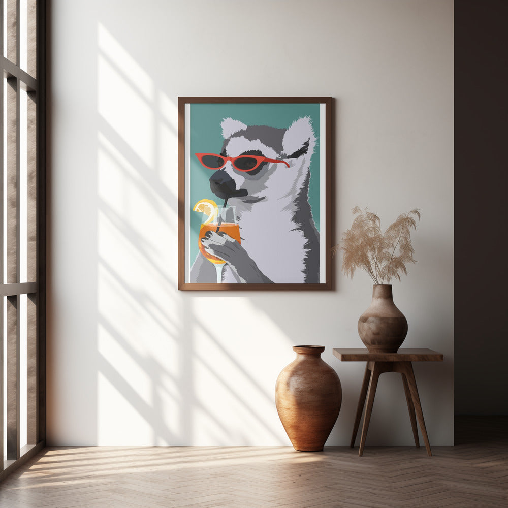 Jugdy Lemur with Drink Poster