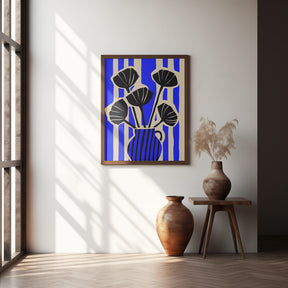 Striped Still Life Blue Poster