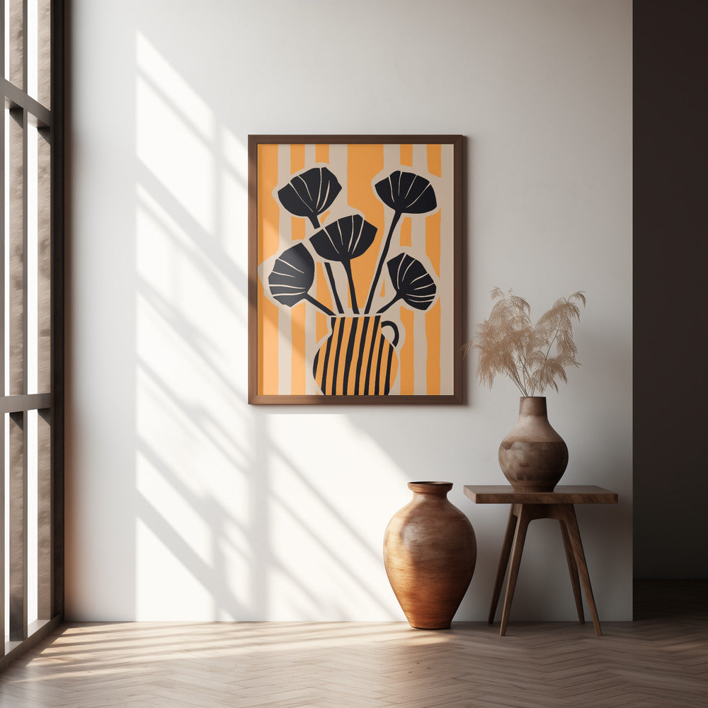 Striped Still Life Yellow Poster