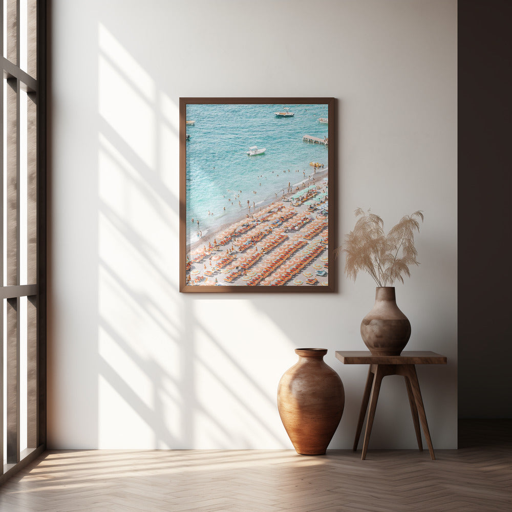 Positano Beach Scene Poster