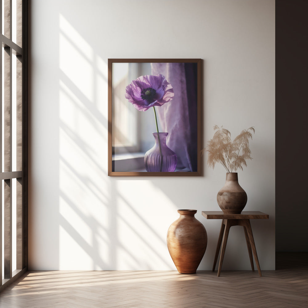 Purple Poppy In Vase Poster