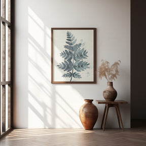 Teal watercolor fern 1 Poster