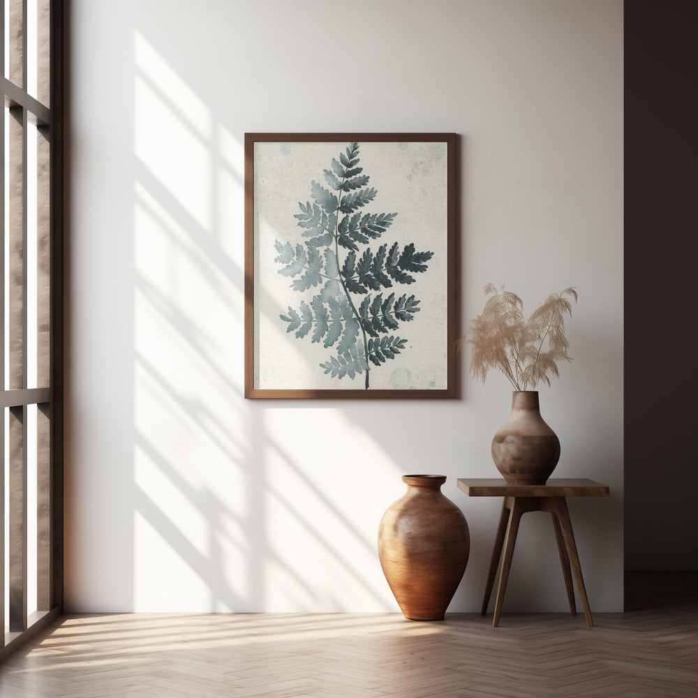 Teal watercolor fern 2 Poster