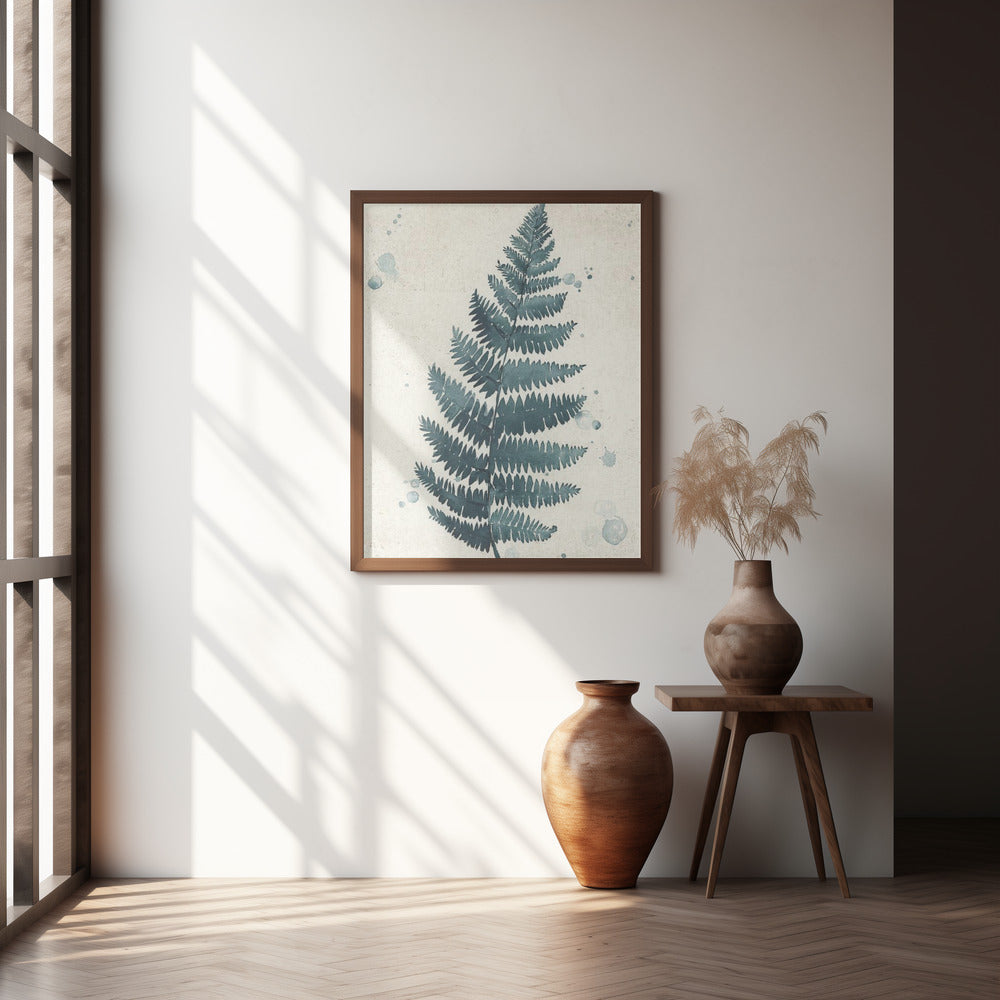 Teal watercolor fern 3 Poster