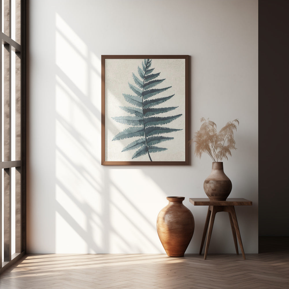 Teal watercolor fern 5 Poster