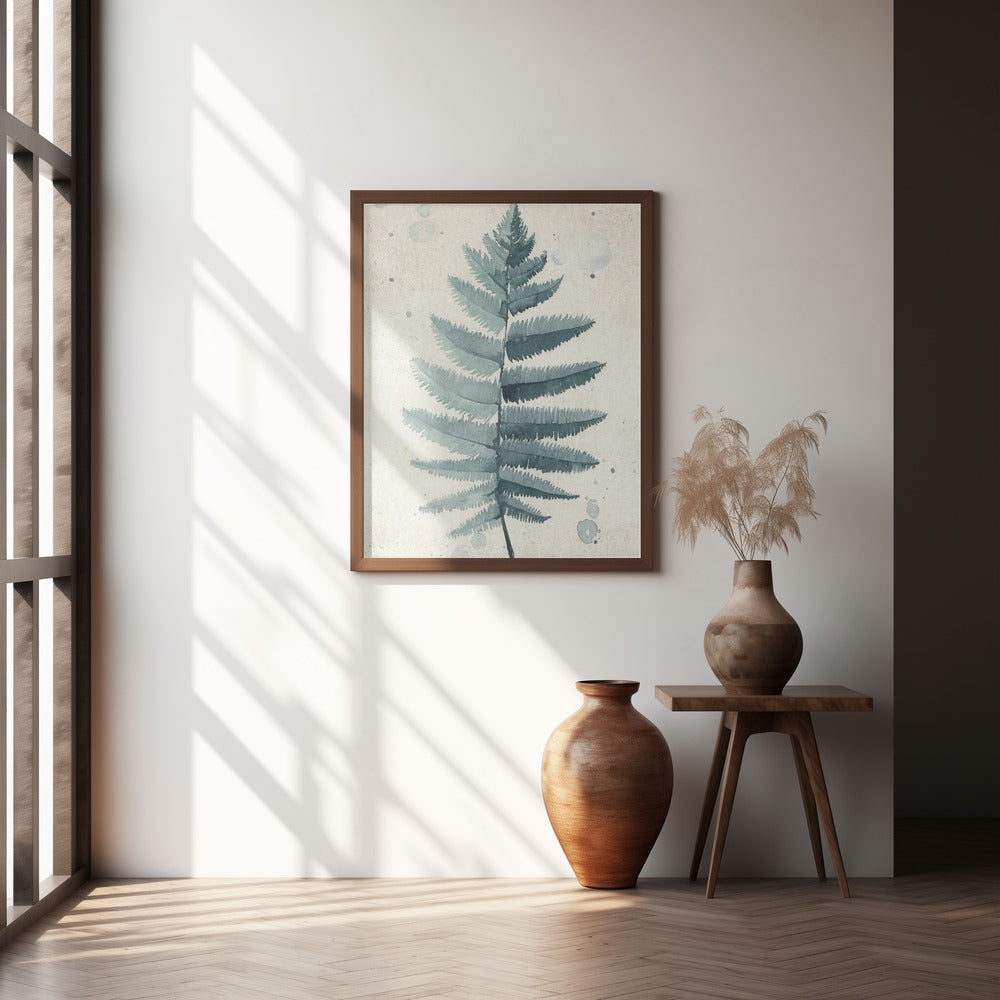 Teal watercolor fern 6 Poster