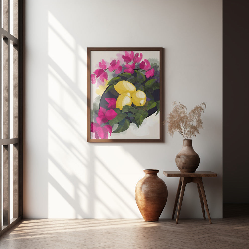 Bougainvillea and lemons Poster