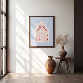 Blue Gingerbread House Poster