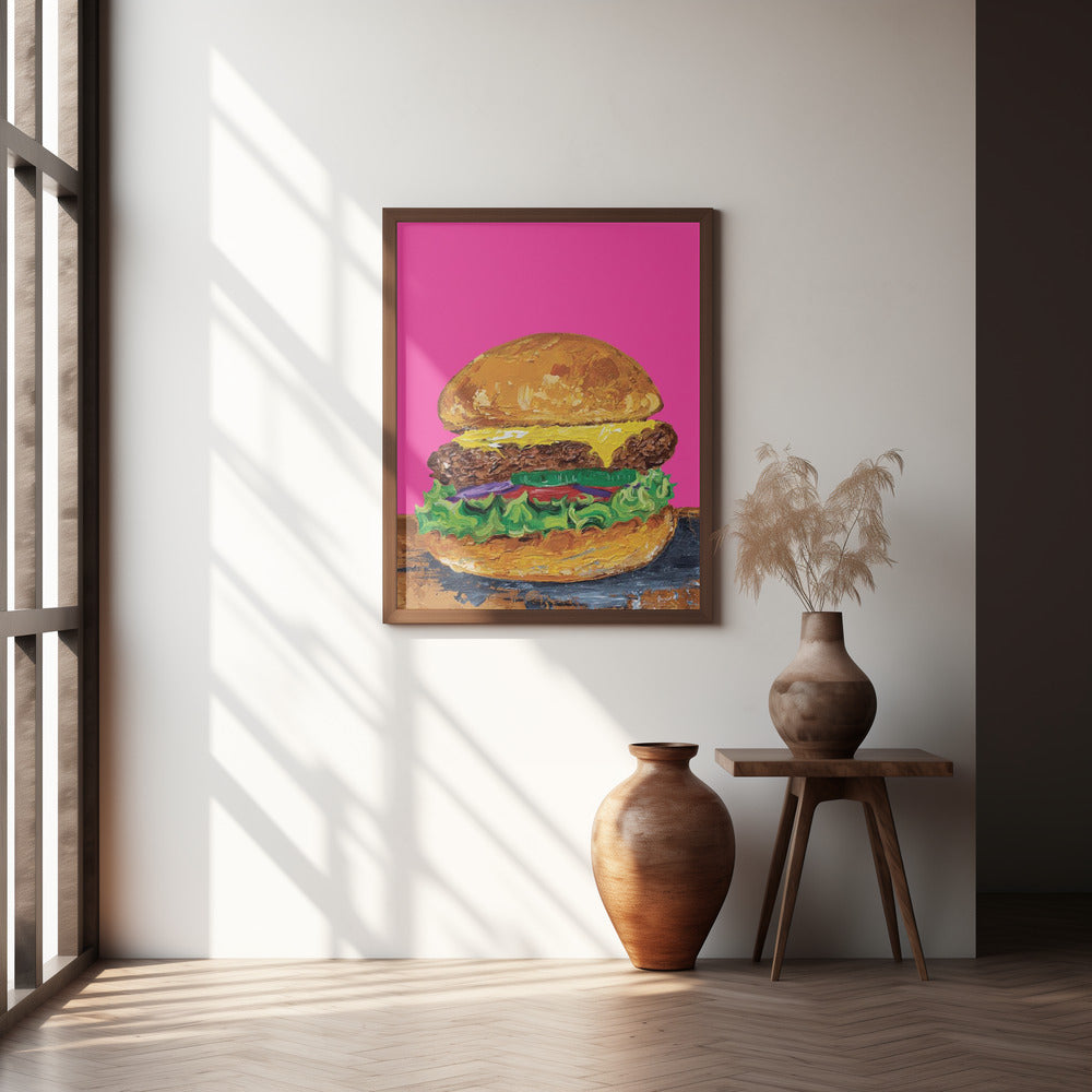 Burger Pink Poster