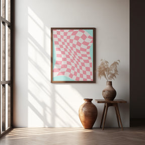 Pink Checker Cloth Poster