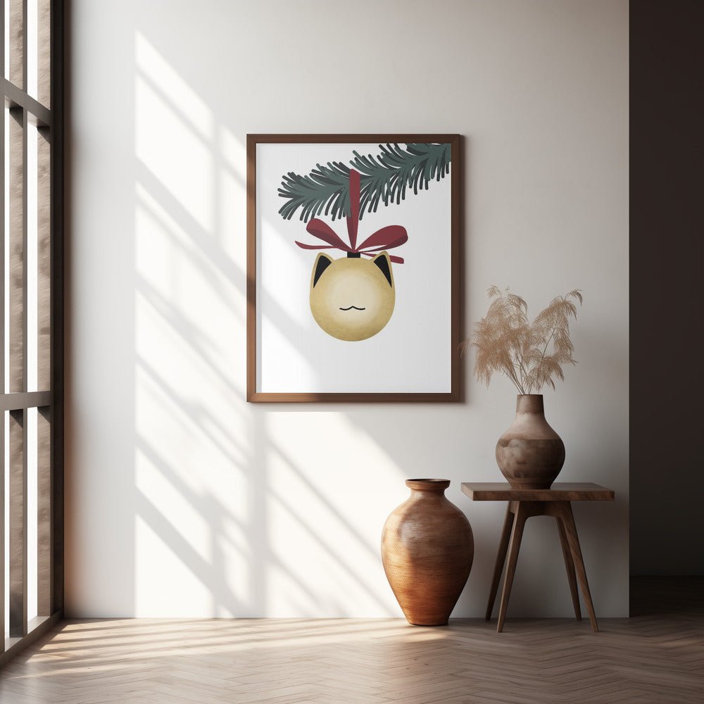 Meowrry bauble (gold white) Poster