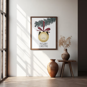 Meowrry Christmas bauble (gold, white) Poster