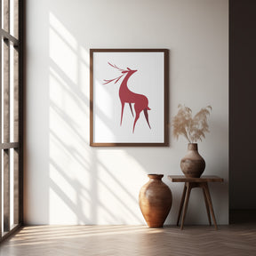 Stylized retro deer (red) Poster