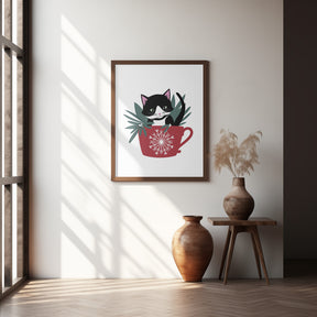 My cat Coco in a holiday mug Poster