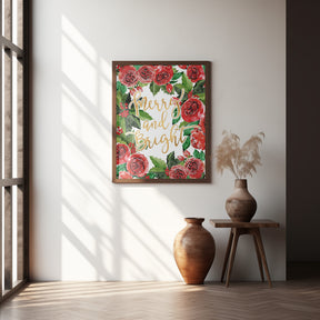 Merry and bright holiday roses Poster