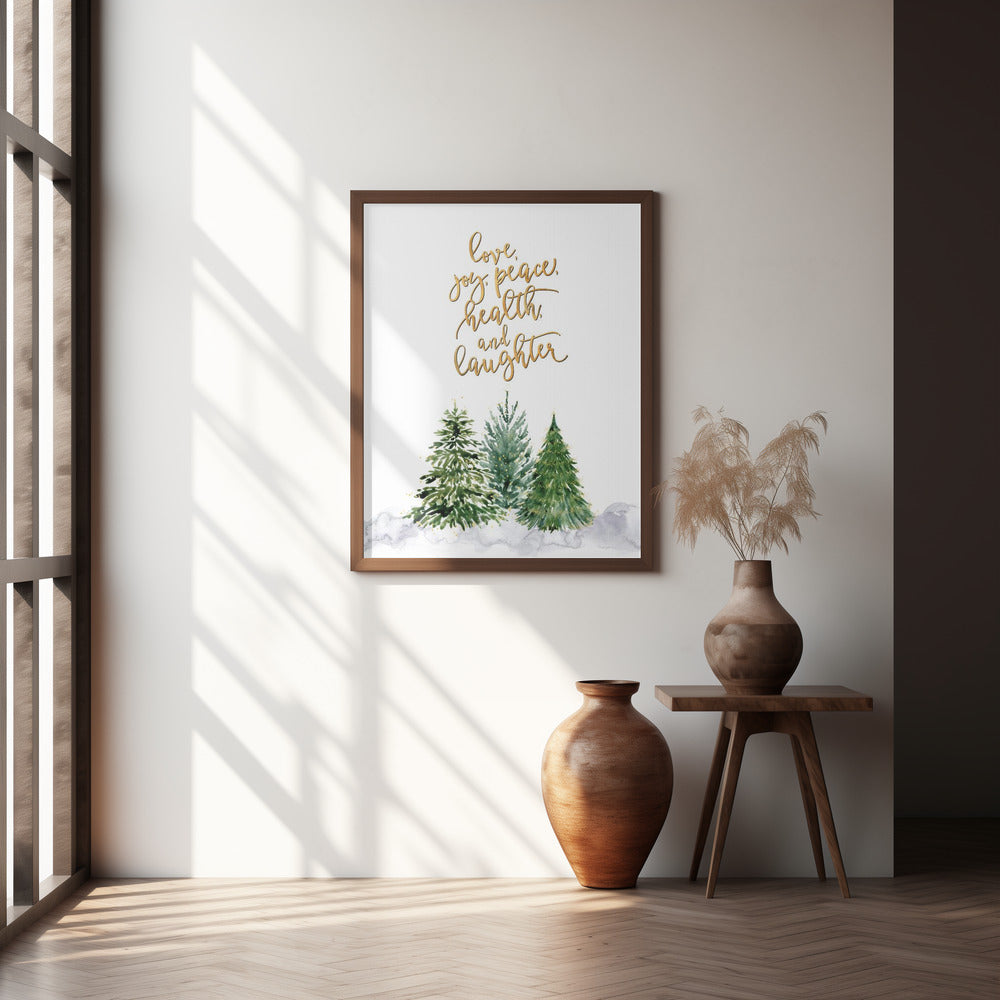 Christmas trees with holiday wishes Poster
