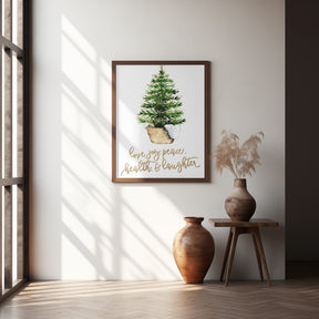 Cozy Christmas tree with holiday wishes Poster