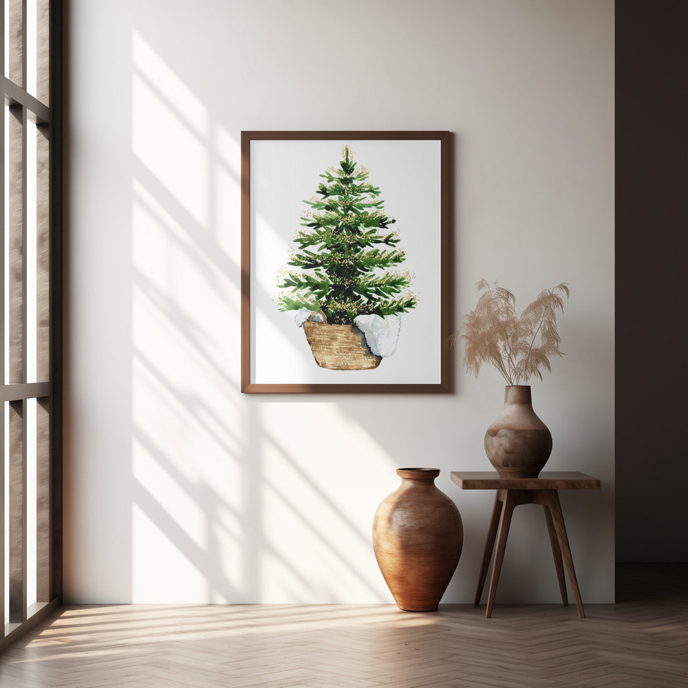 Cozy watercolor Christmas tree (2) Poster