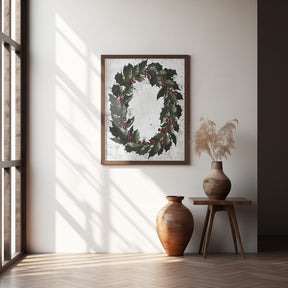 Splatters holly wreath Poster